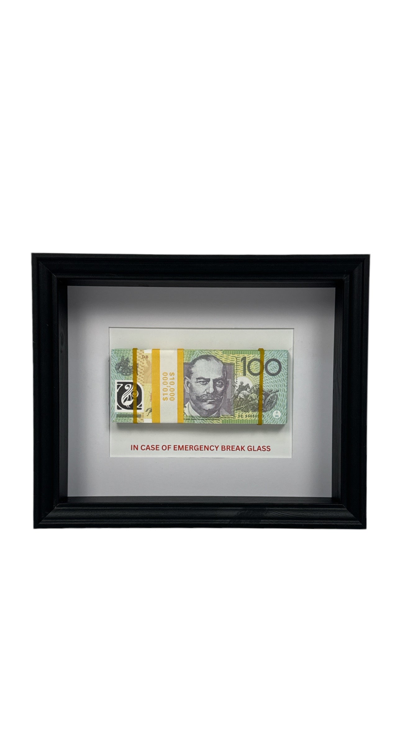 "Emergency $10,000" Frame – WHITE