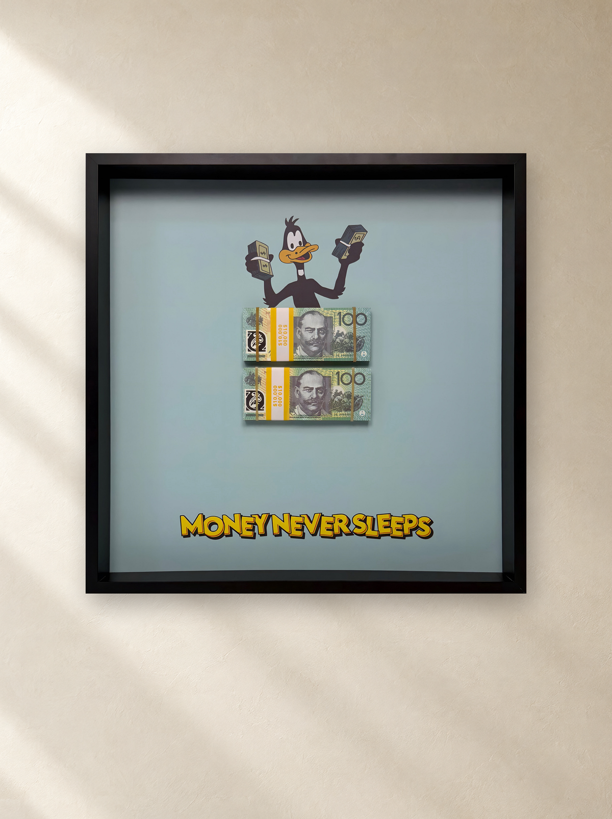 Daffy Duck's Fortune by Uhoh Studio on a gallery wall